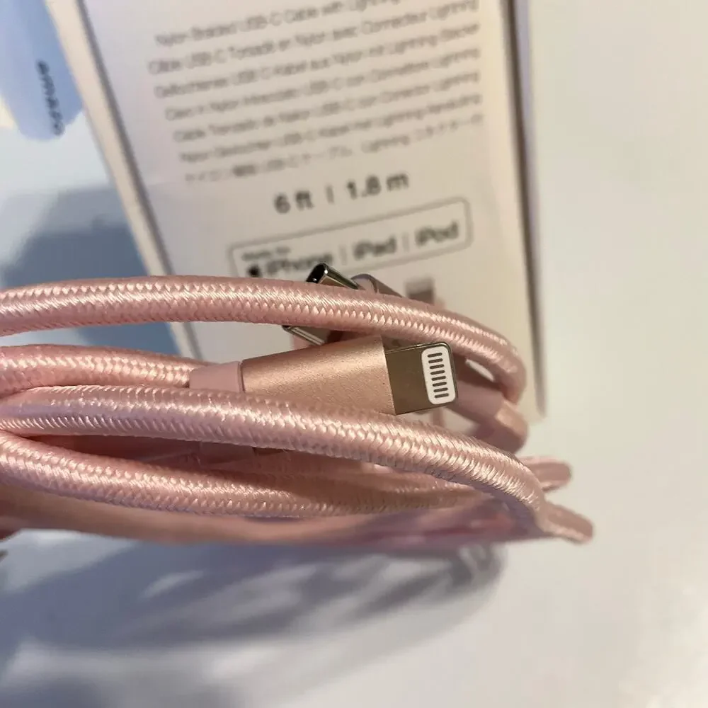 Lightning to USB C Charge/Sync Cable (6ft/1.8m) Made for iPhone iPad iPod, Pink